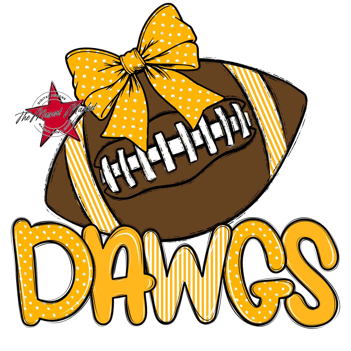 Dawgs Football Spirit Design-Yellow