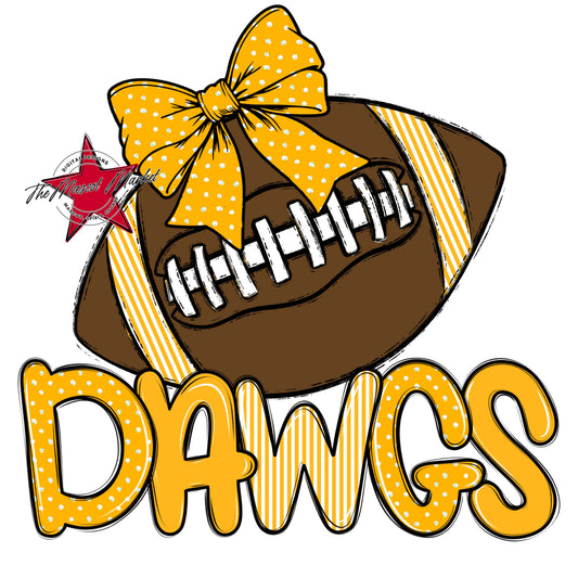 Dawgs Football Spirit Design-Yellow