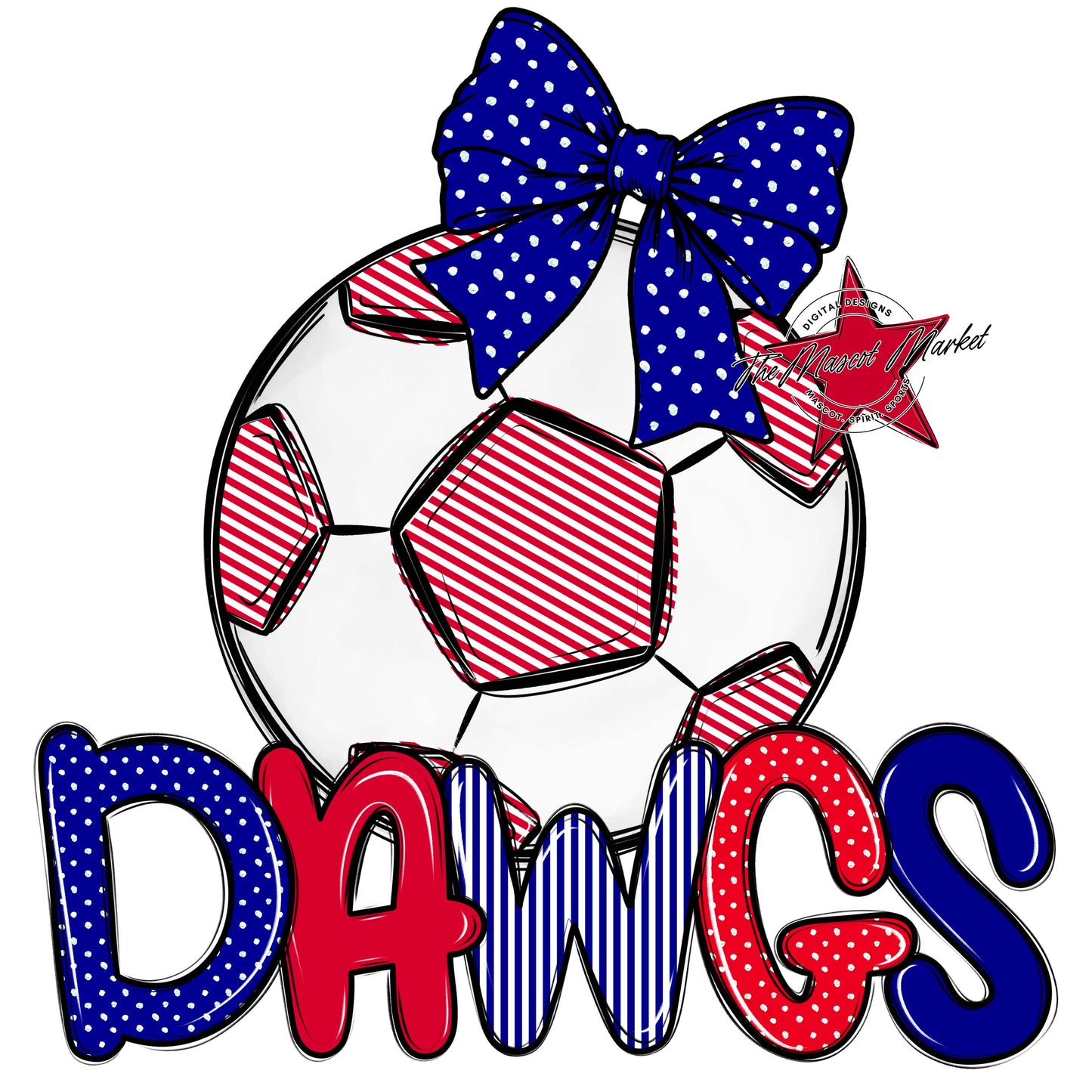Dawgs Soccer Spirit Design-Blue & Red