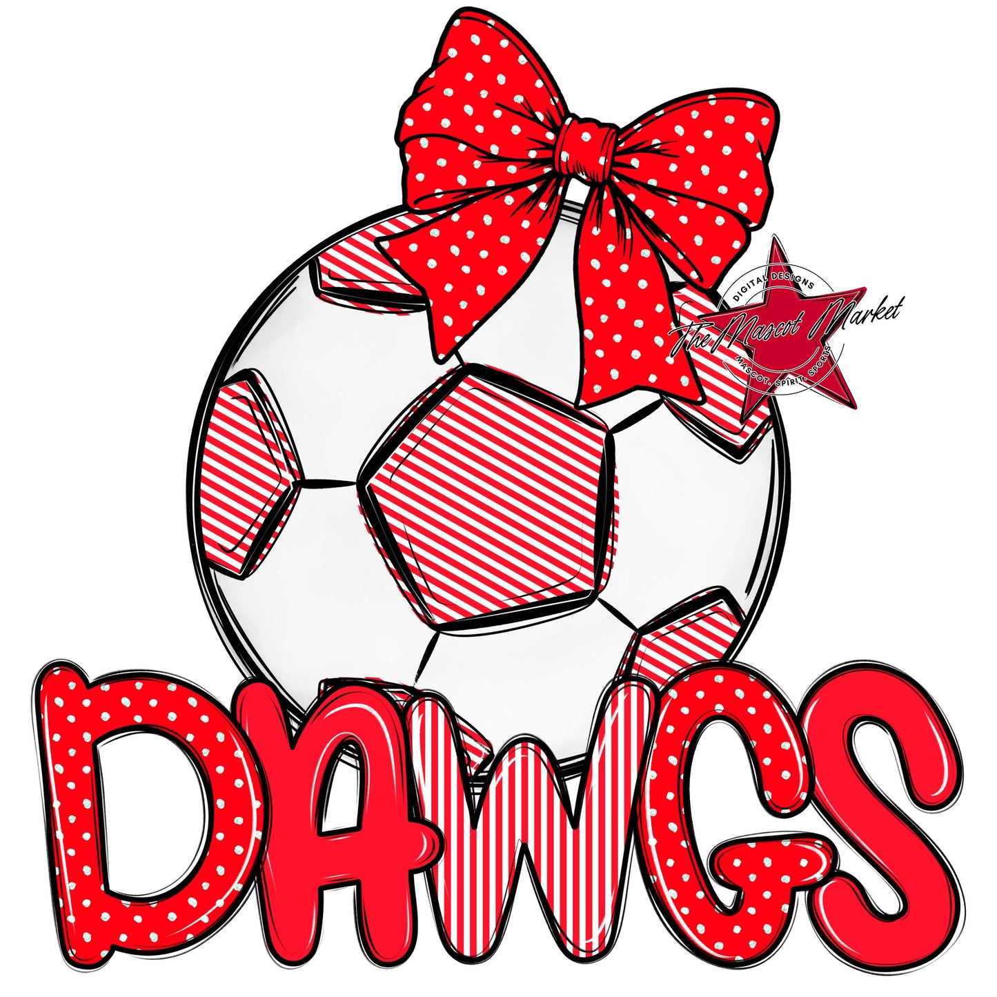 Dawgs Soccer Spirit Design-Bright Red