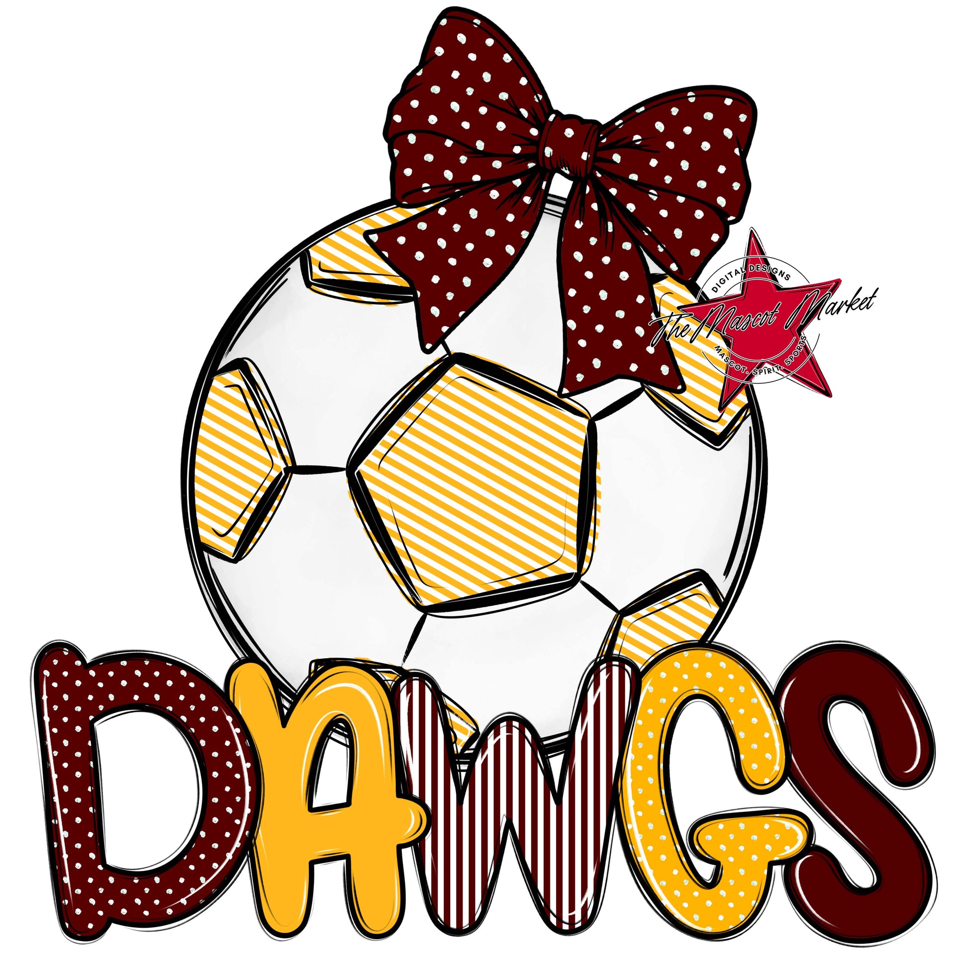 Dawgs Soccer Spirit Design-Maroon & Yellow