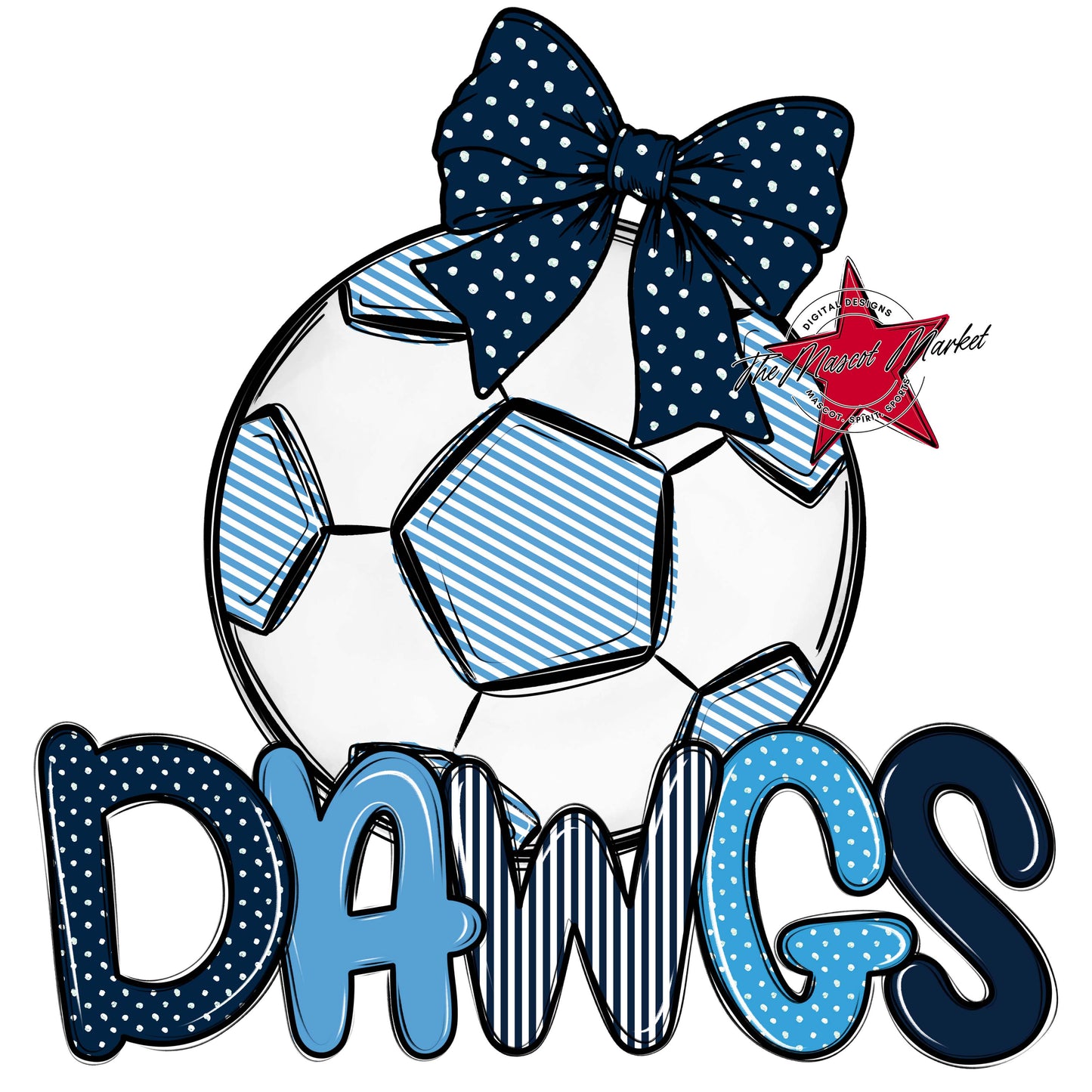 Dawgs Soccer Spirit Design-Navy & Carolina Blue