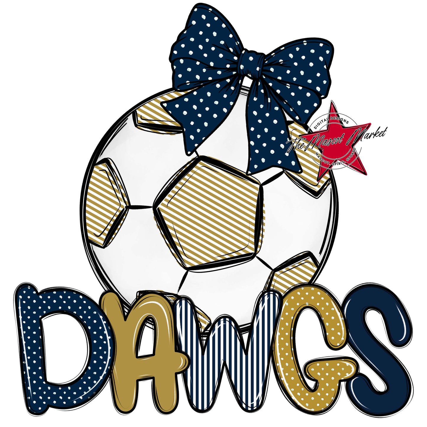 Dawgs Soccer Spirit Design-Navy & Gold