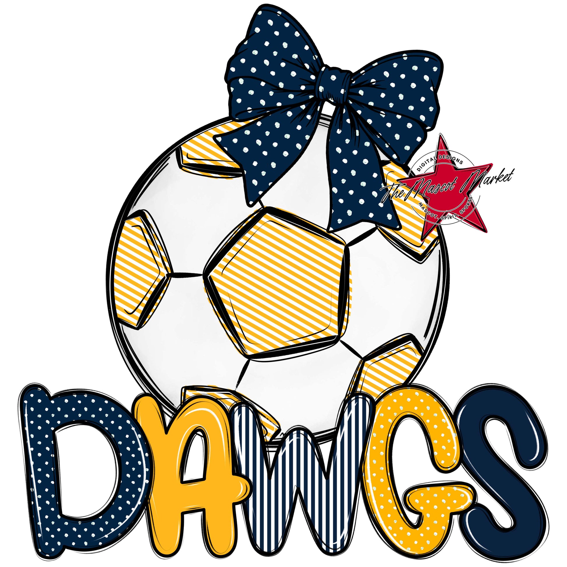 Dawgs Soccer Spirit Design-Navy & Yellow