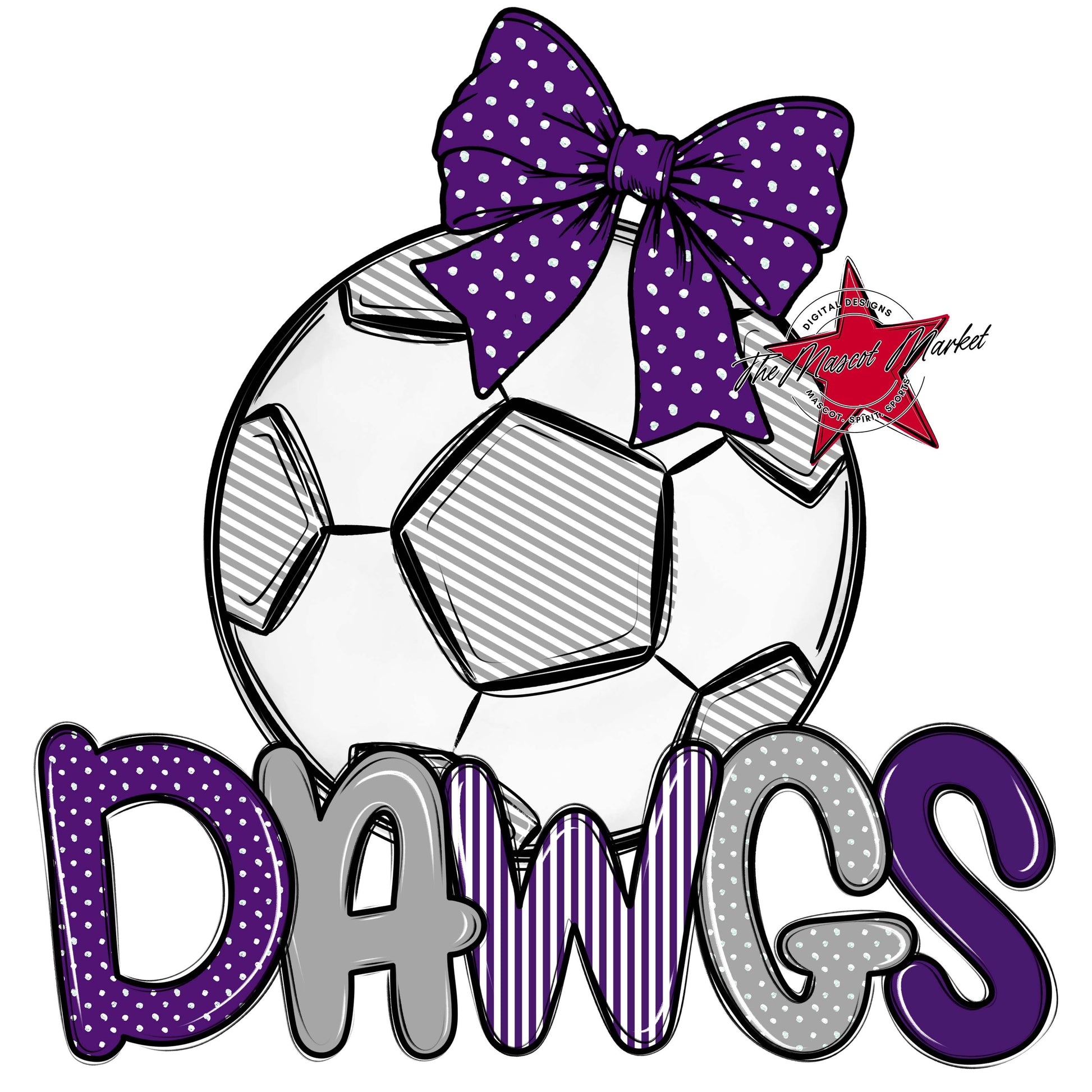 Dawgs Soccer Spirit Design-Purple & Grey
