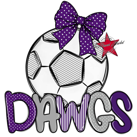 Dawgs Soccer Spirit Design-Purple & Grey