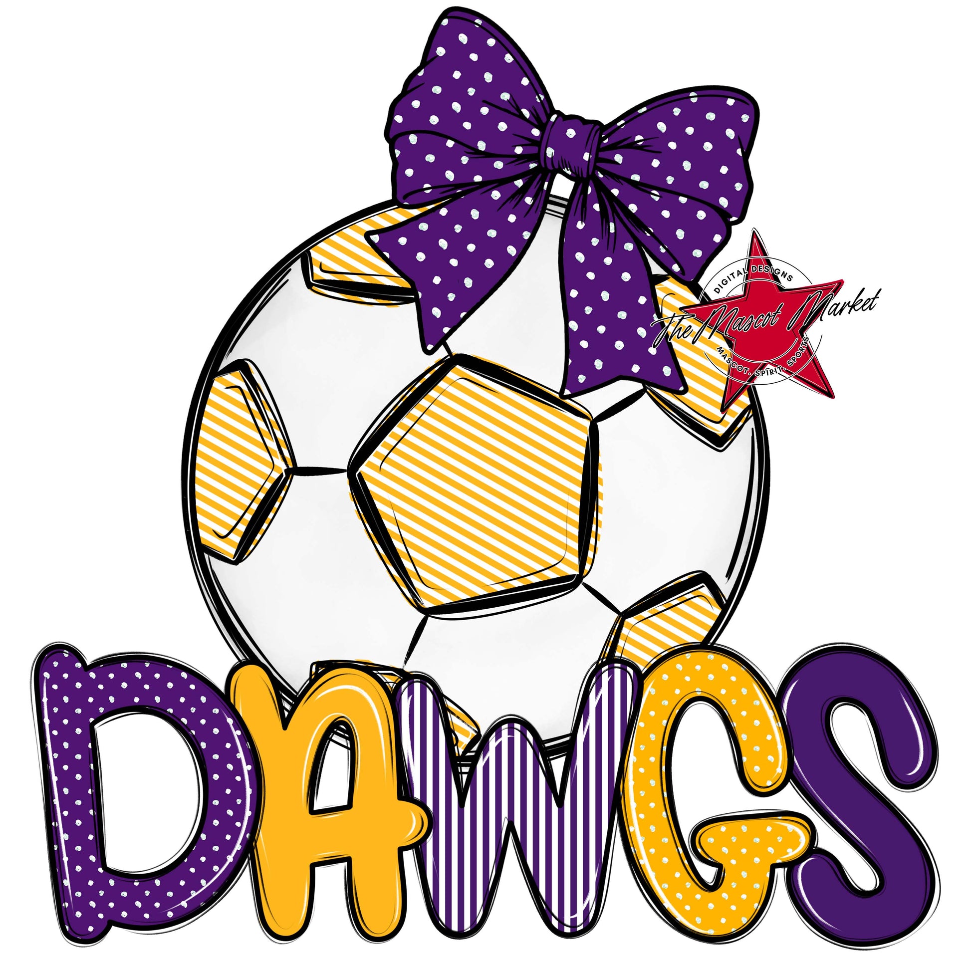 Dawgs Soccer Spirit Design-Purple & Yellow