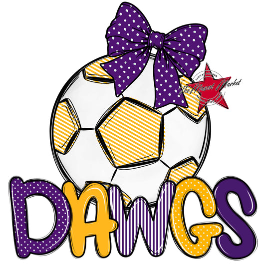 Dawgs Soccer Spirit Design-Purple & Yellow