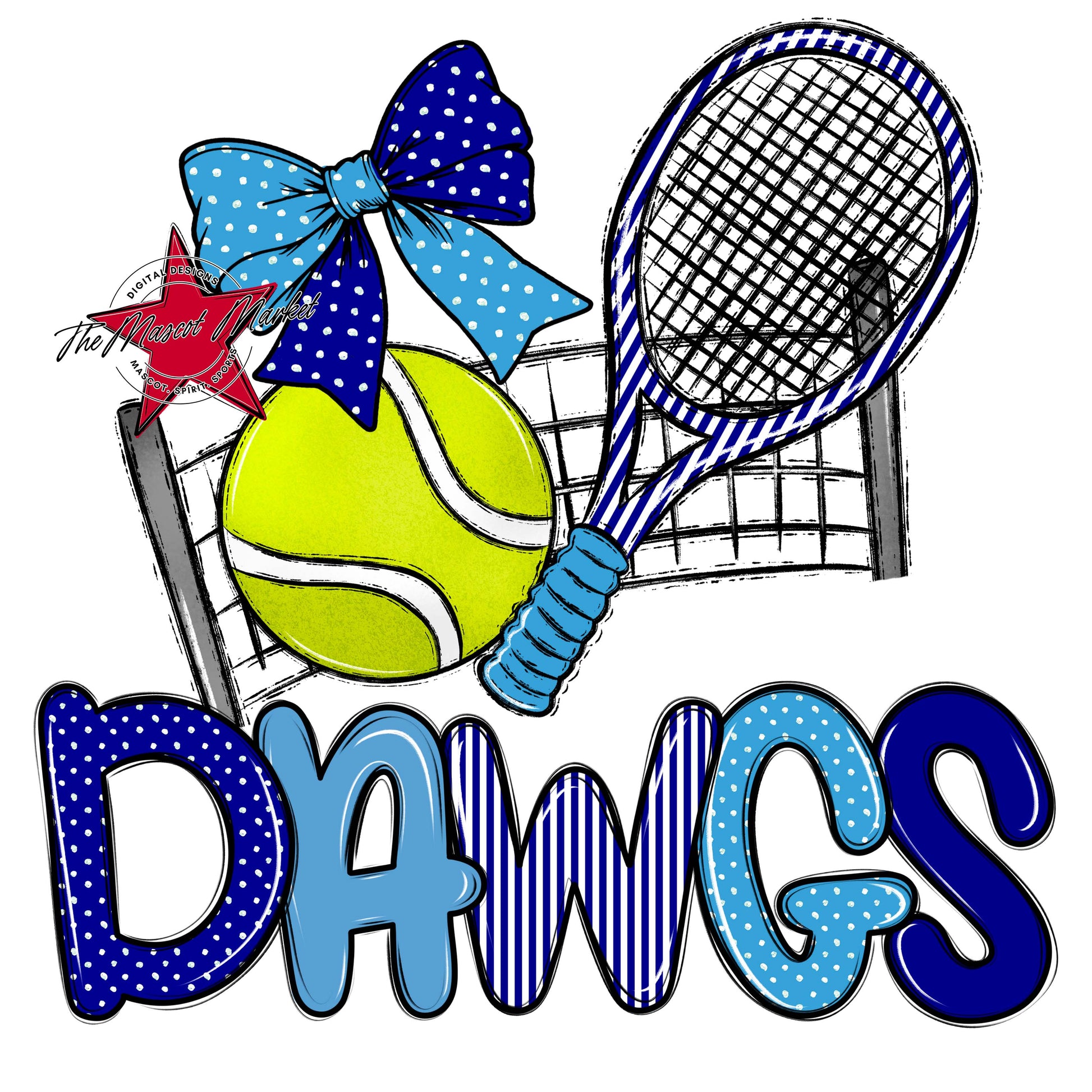 Dawgs Tennis Spirit Design-Blue & Carolina Blue