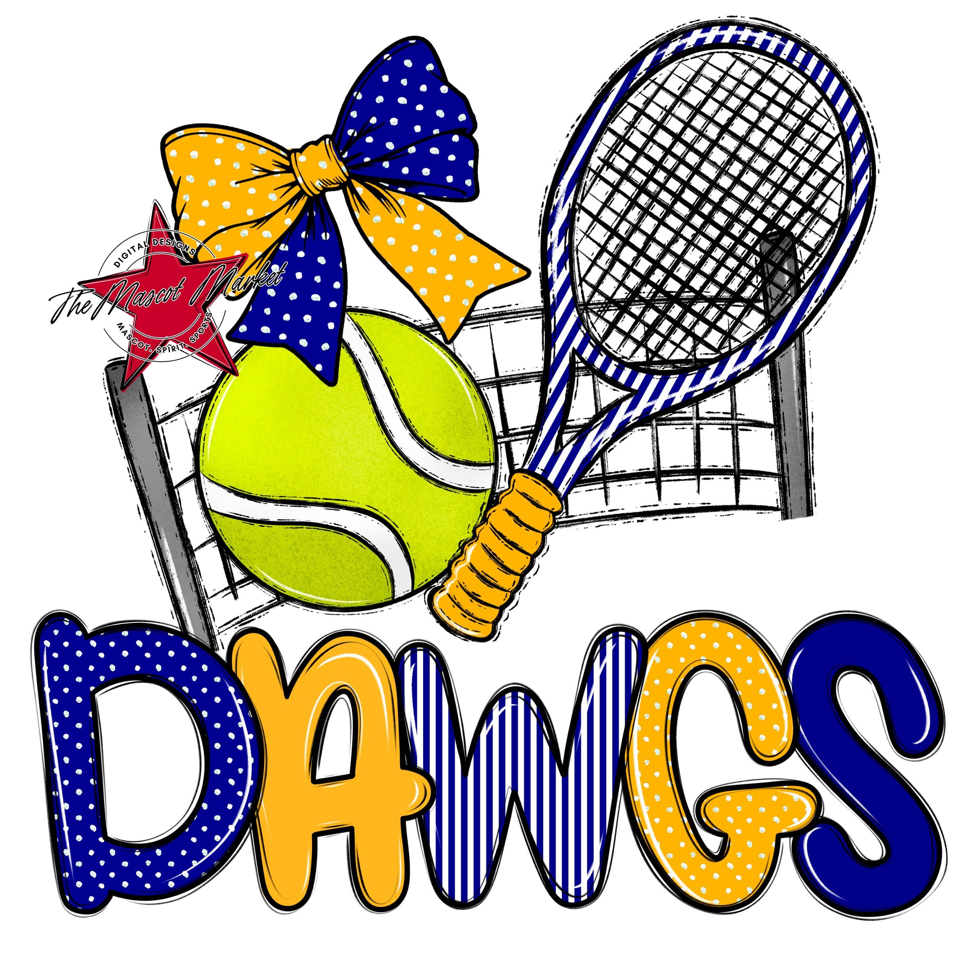 Dawgs Tennis Spirit Design-Blue & Yellow