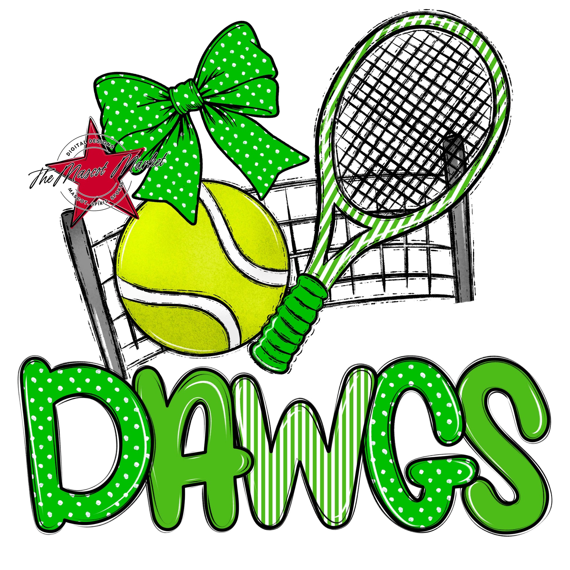 Dawgs Tennis Spirit Design-Bright Green