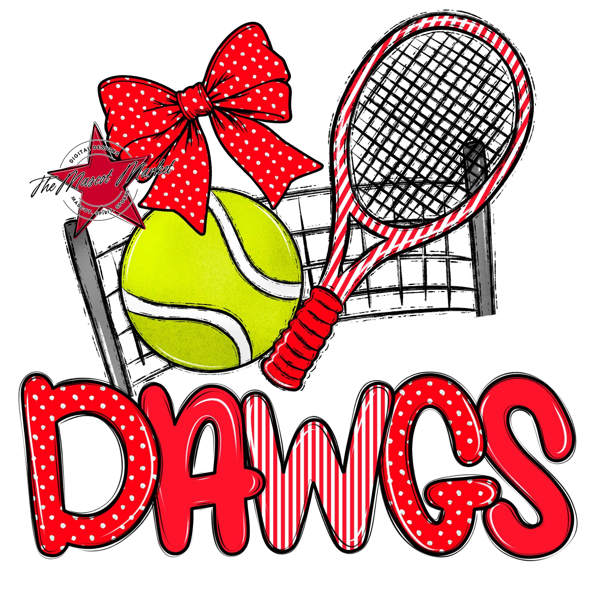 Dawgs Tennis Spirit Design-Bright Red