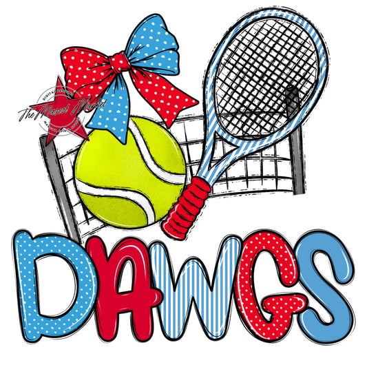 Dawgs Tennis Spirit Design-Carolina Blue & Red