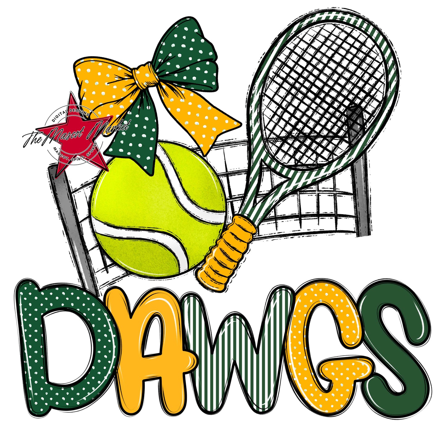 Dawgs Tennis Spirit Design-Green & Yellow
