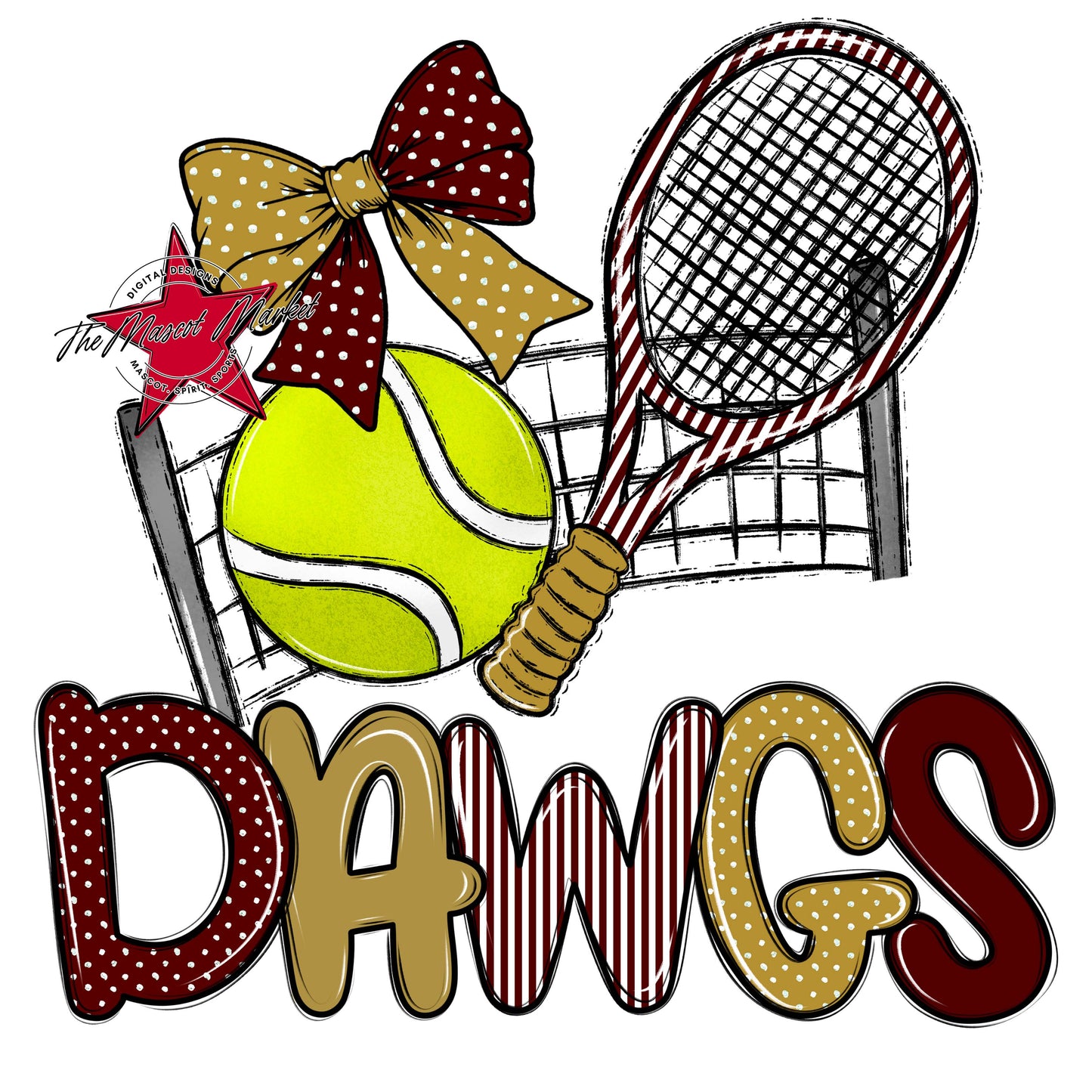 Dawgs Tennis Spirit Design-Maroon & Gold