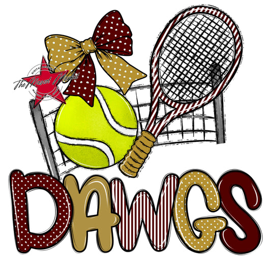 Dawgs Tennis Spirit Design-Maroon & Gold