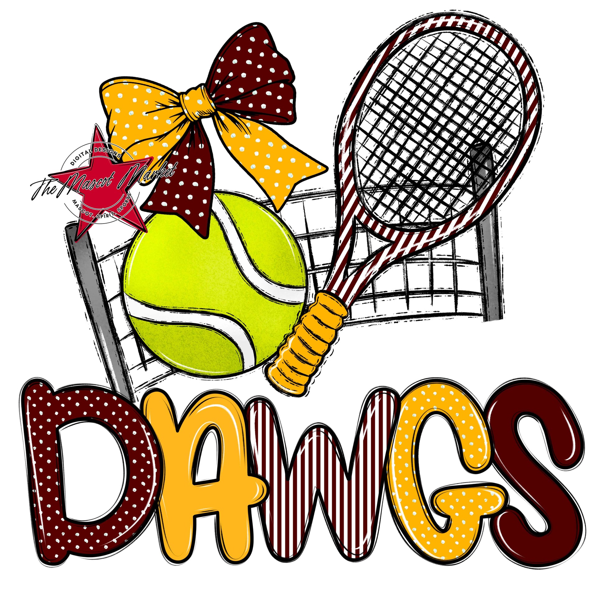 Dawgs Tennis Spirit Design-Maroon & Yellow