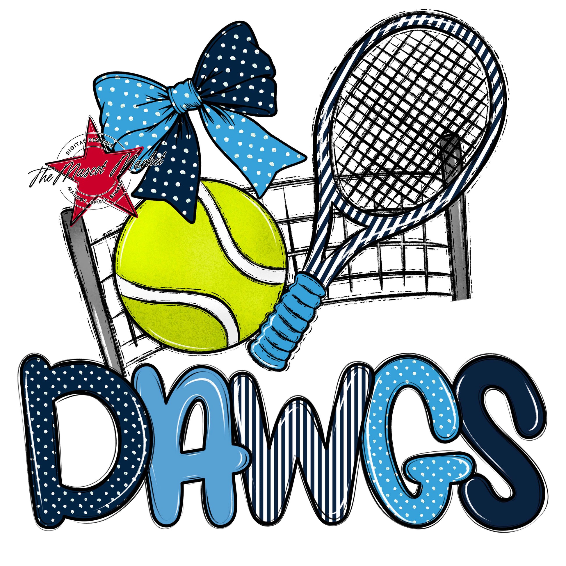 Dawgs Tennis Spirit Design-Navy & Carolina Blue