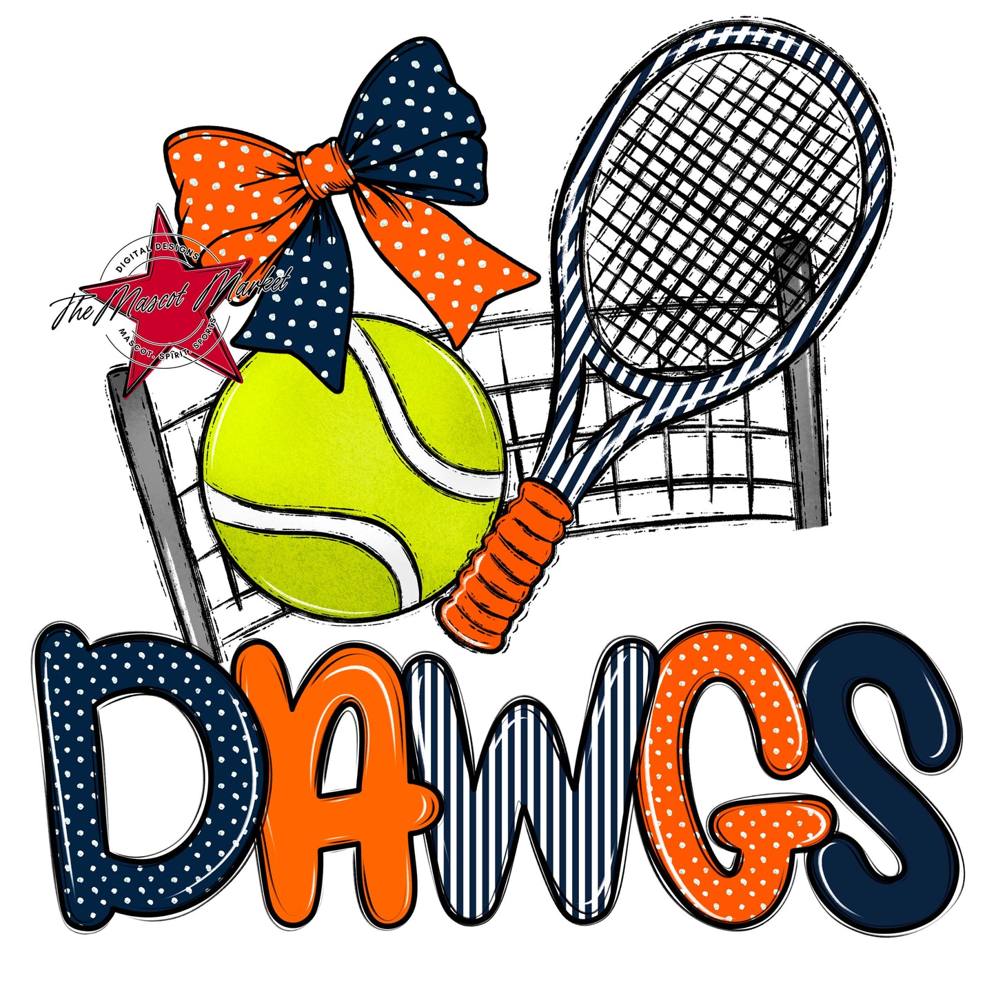Dawgs Tennis Spirit Design-Navy & Orange