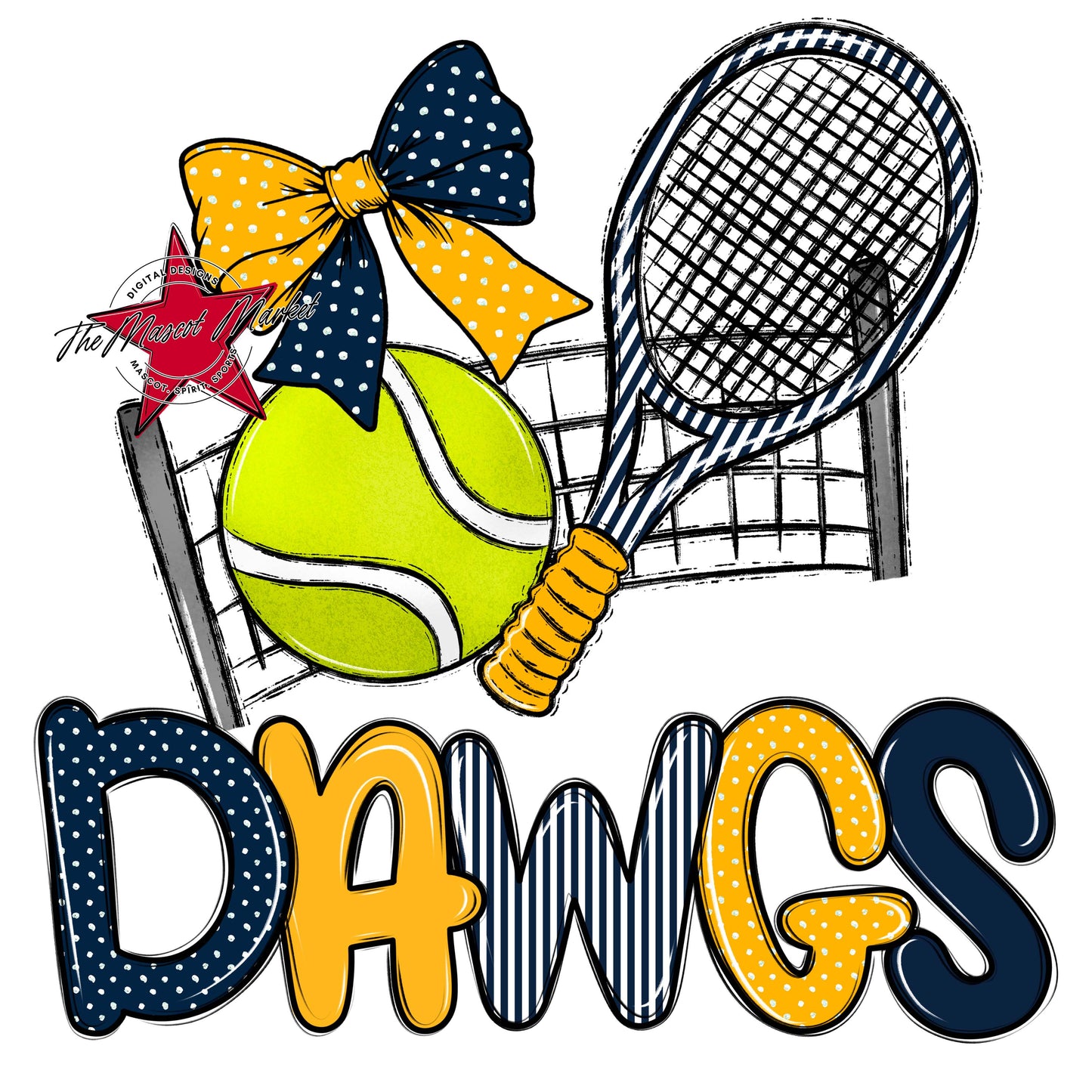 Dawgs Tennis Spirit Design-Navy & Yellow