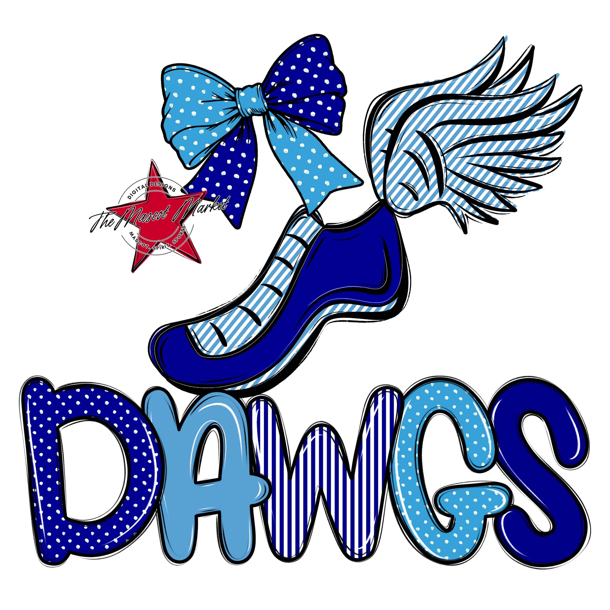 Dawgs Track Spirit Design-Blue & Carolina Blue