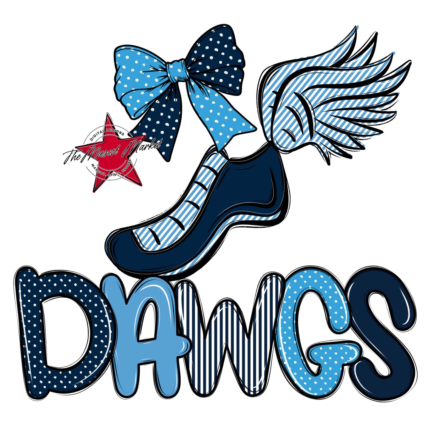 Dawgs Track Spirit Design-Navy & Carolina Blue