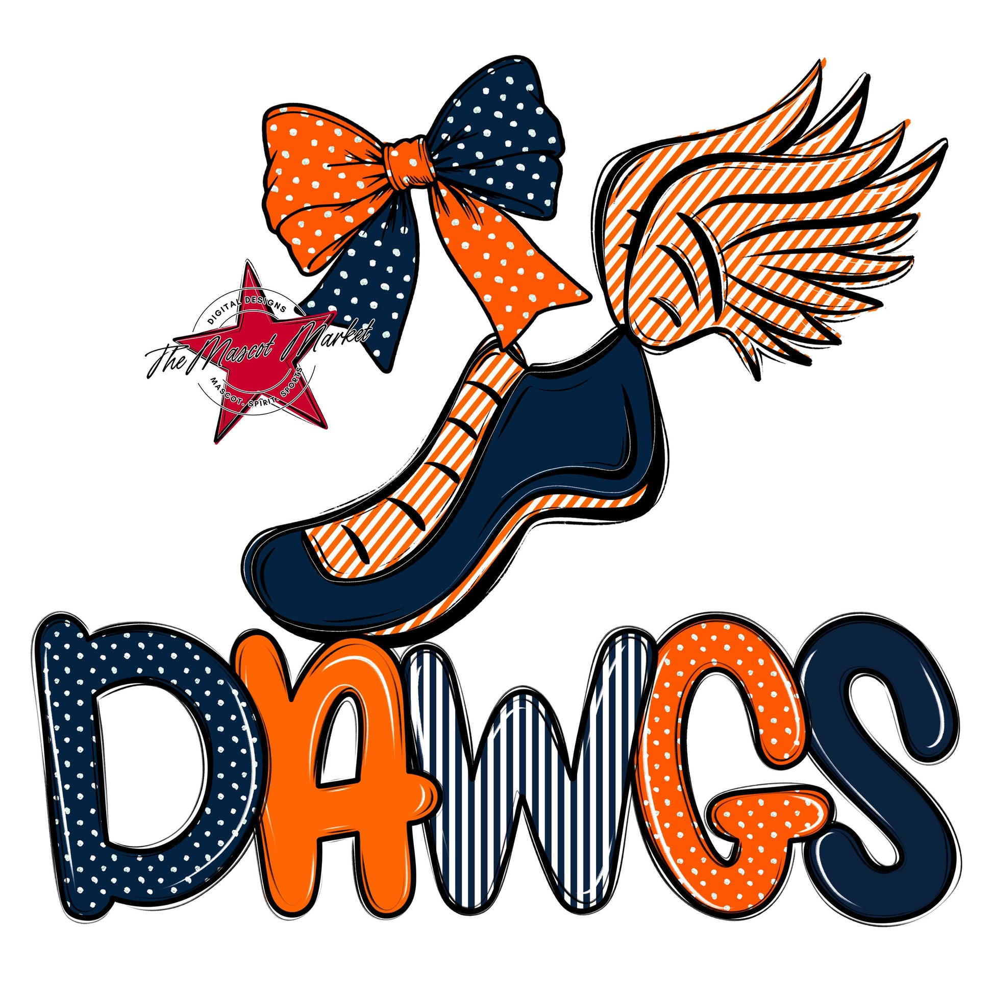 Dawgs Track Spirit Design-Navy & Orange