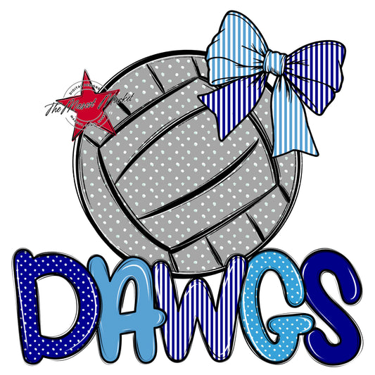 Dawgs Volleyball Spirit Design-Blue & Carolina Blue