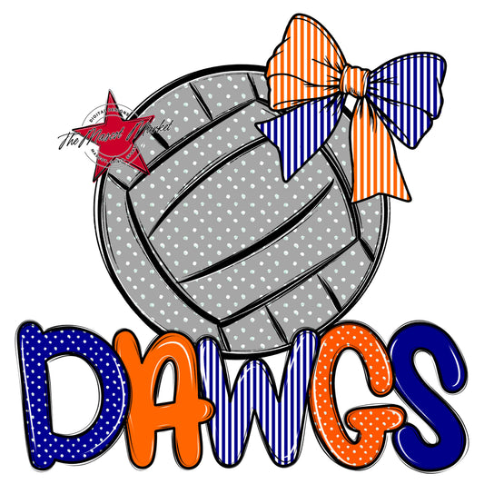 Dawgs Volleyball Spirit Design-Blue & Orange