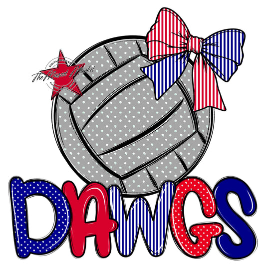 Dawgs Volleyball Spirit Design-Blue & Red