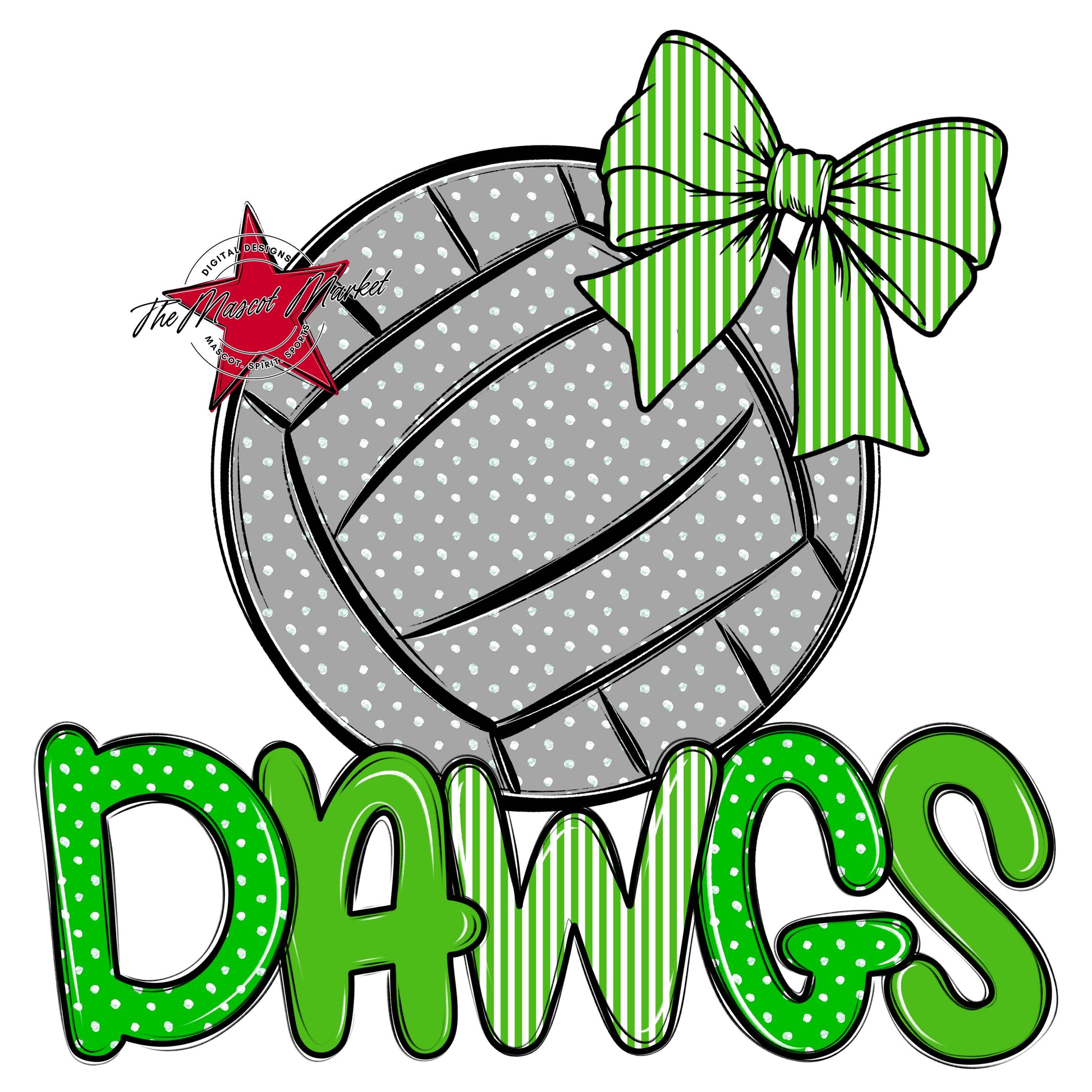 Dawgs Volleyball Spirit Design-Bright Green