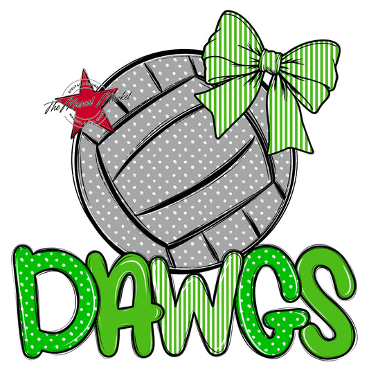Dawgs Volleyball Spirit Design-Bright Green