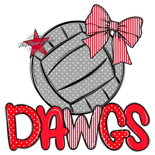 Dawgs Volleyball Spirit Design-Bright Red