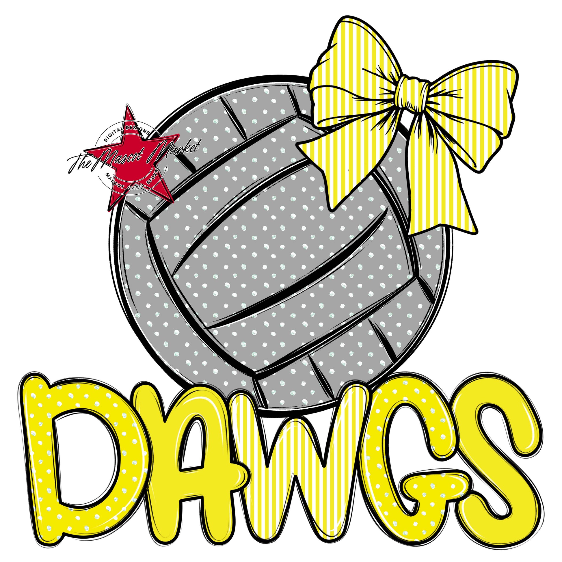 Dawgs Volleyball Spirit Design-Bright Yellow