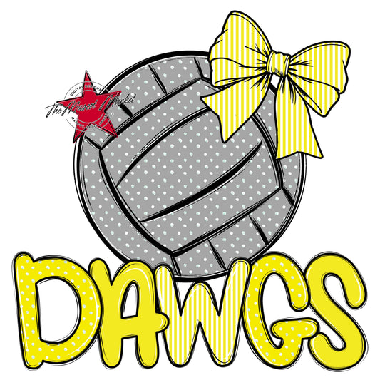 Dawgs Volleyball Spirit Design-Bright Yellow