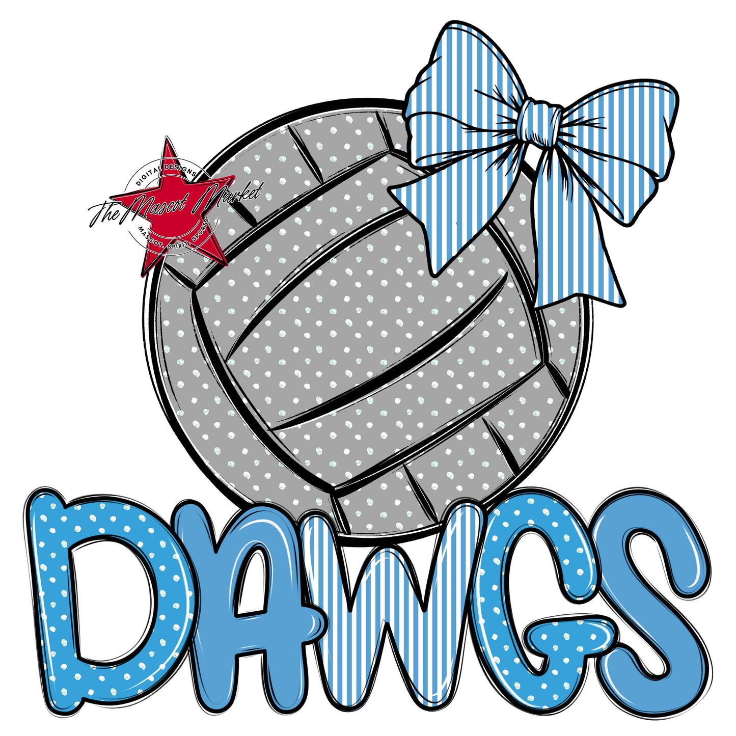 Dawgs Volleyball Spirit Design-Carolina Blue