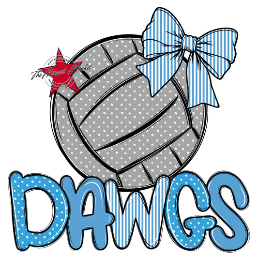 Dawgs Volleyball Spirit Design-Carolina Blue