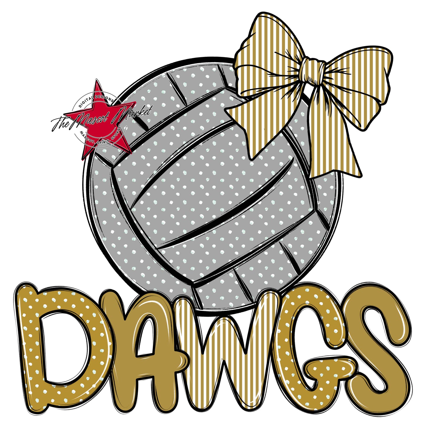 Dawgs Volleyball Spirit Design-Gold
