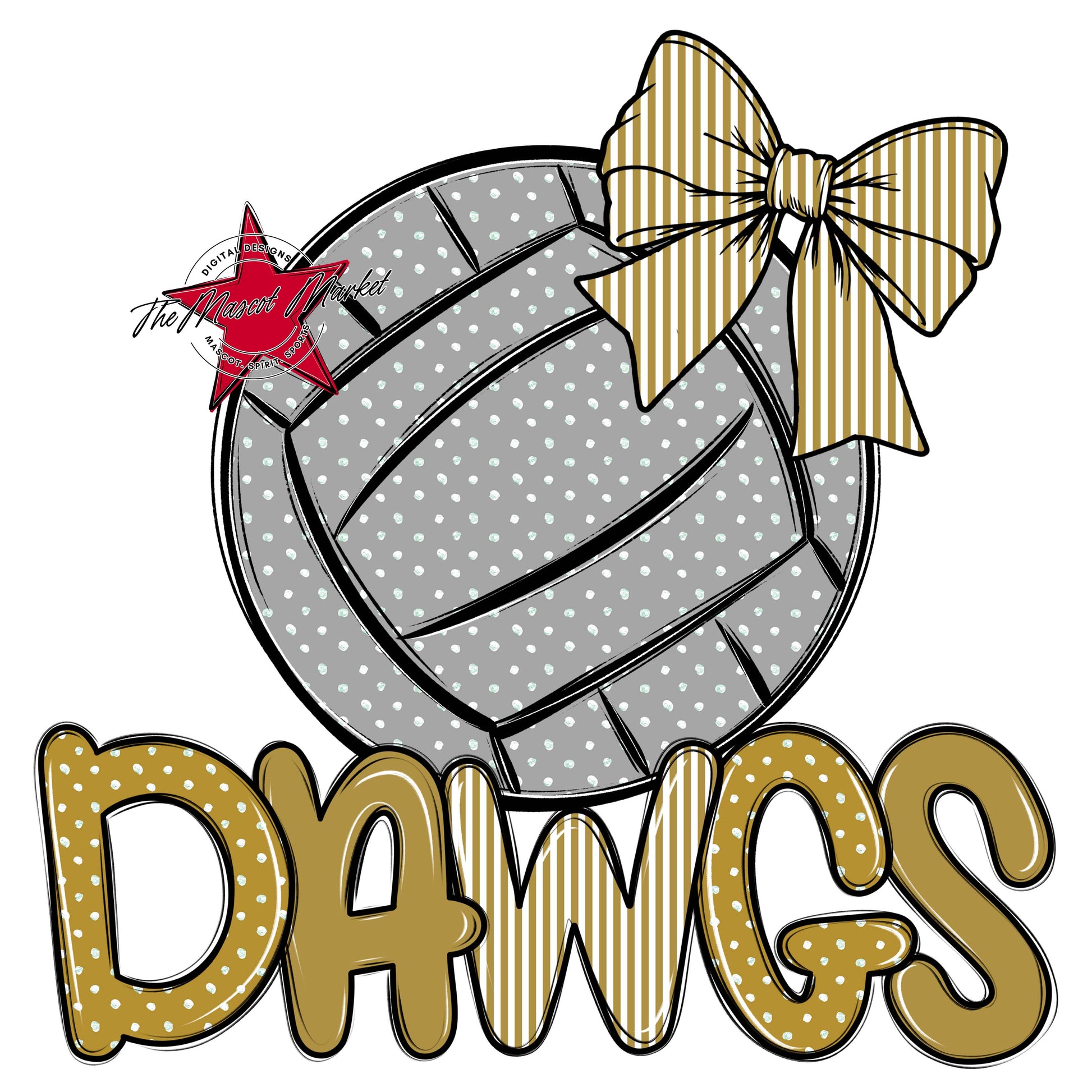 Dawgs Volleyball Spirit Design-Gold