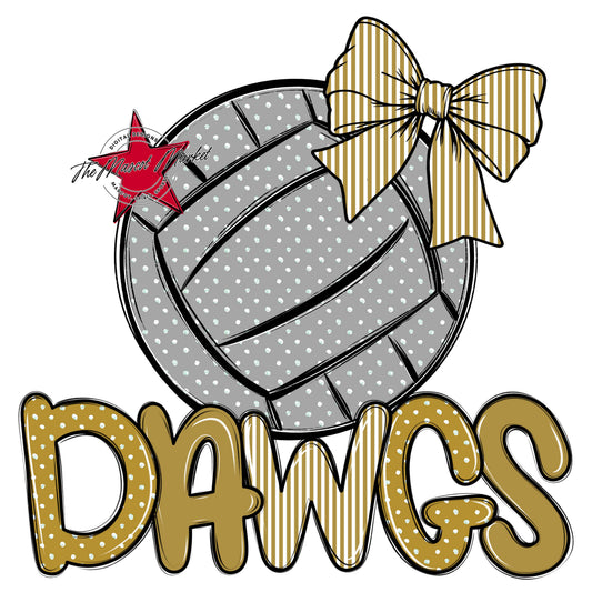Dawgs Volleyball Spirit Design-Gold