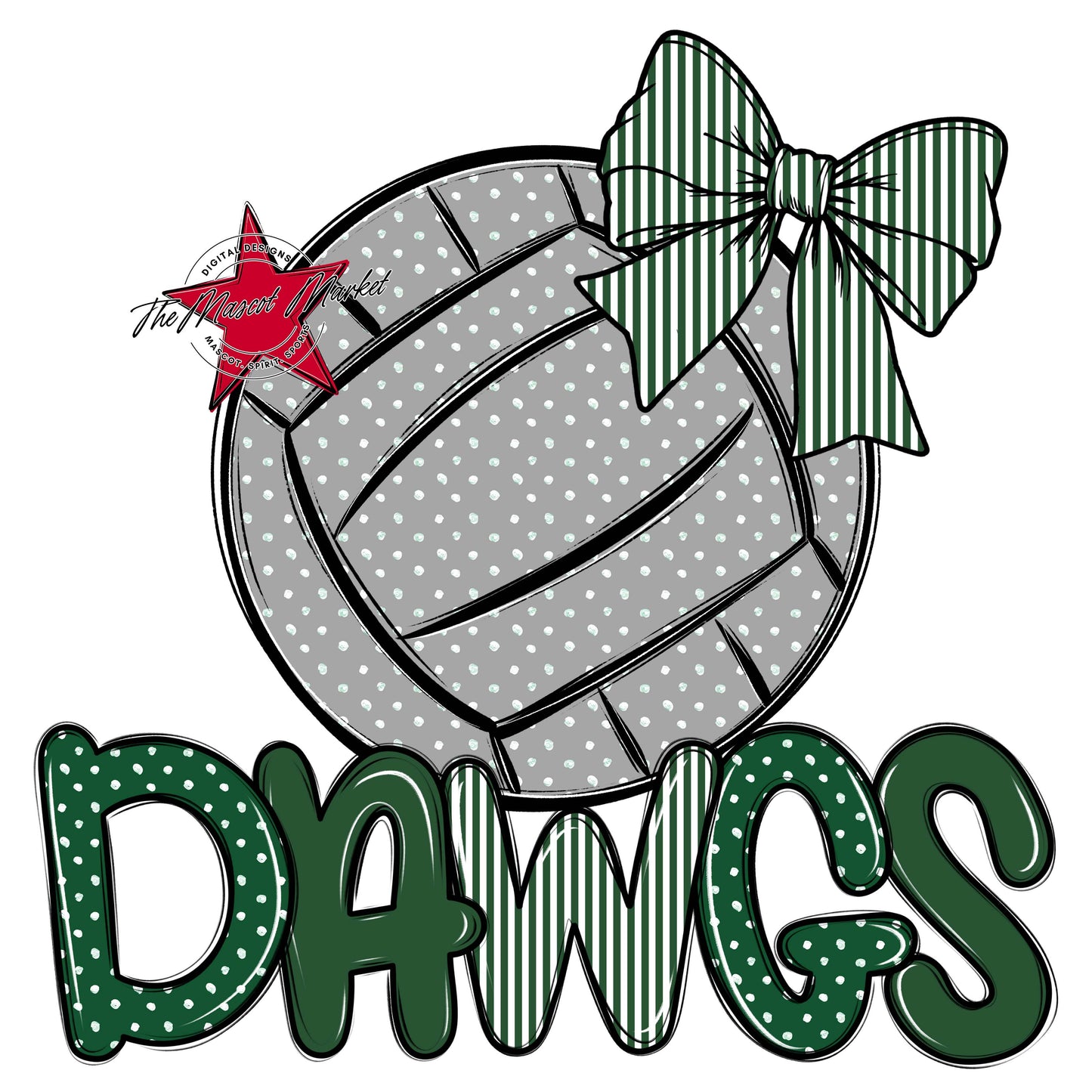 Dawgs Volleyball Spirit Design-Green