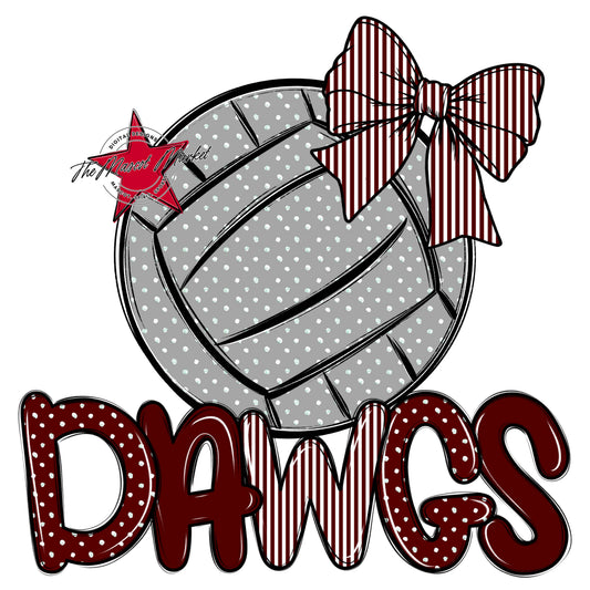 Dawgs Volleyball Spirit Design-Maroon
