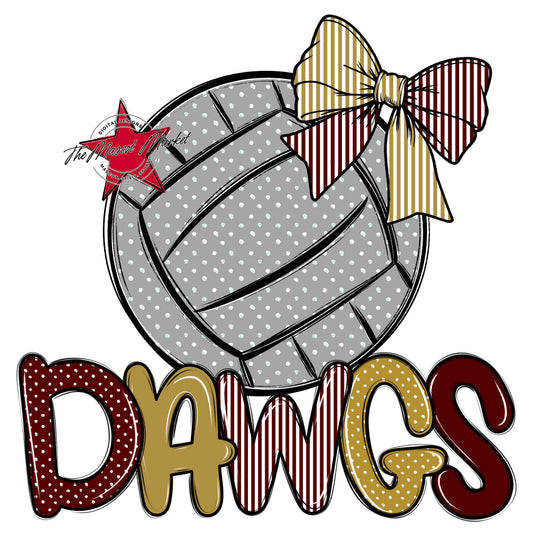 Dawgs Volleyball Spirit Design-Maroon & Gold