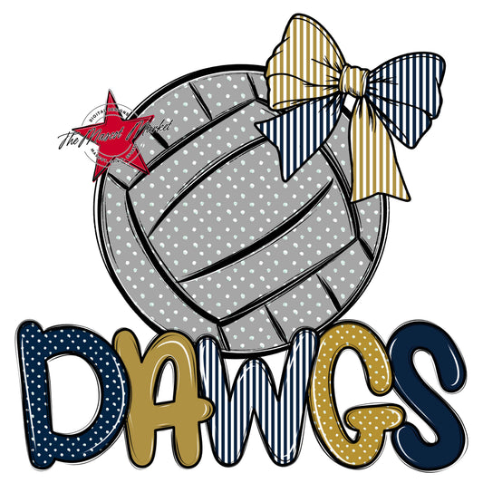 Dawgs Volleyball Spirit Design-Navy & Gold