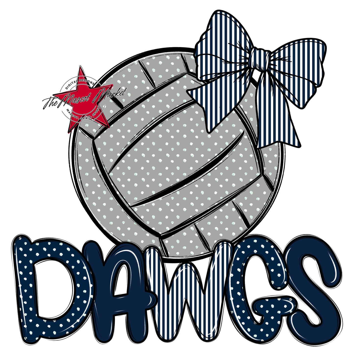 Dawgs Volleyball Spirit Design-Navy