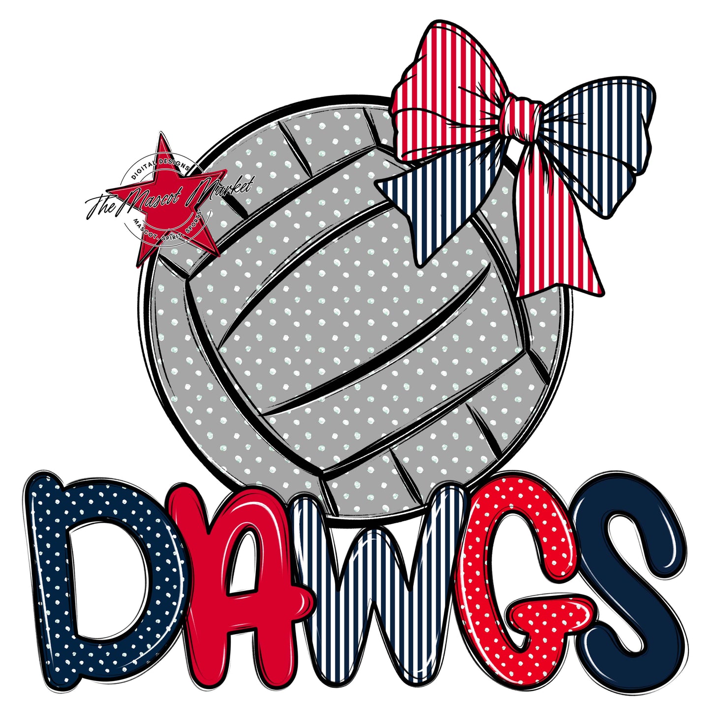 Dawgs Volleyball Spirit Design-Navy & Red