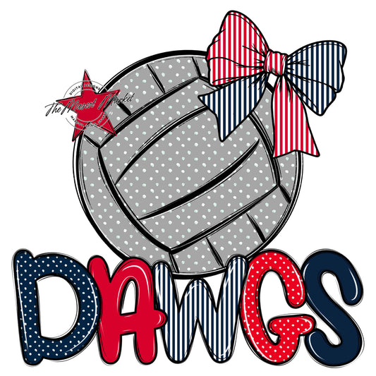 Dawgs Volleyball Spirit Design-Navy & Red