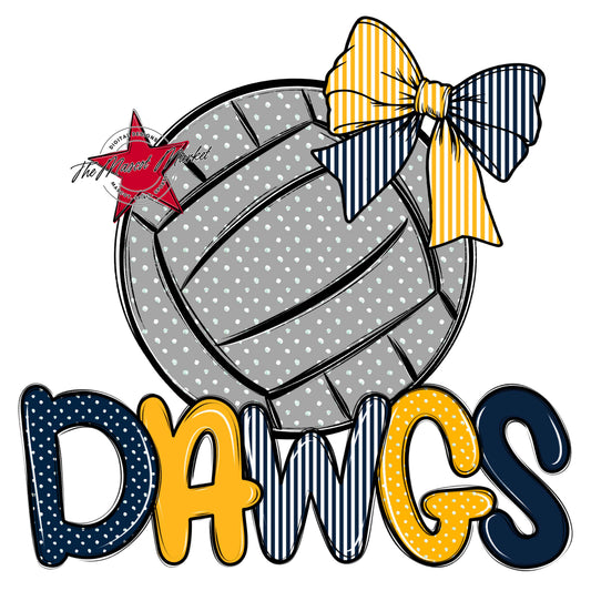 Dawgs Volleyball Spirit Design-Navy & Yellow