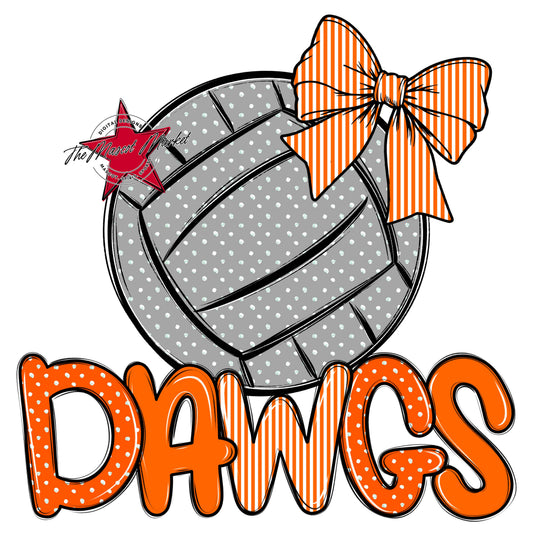Dawgs Volleyball Spirit Design-Orange