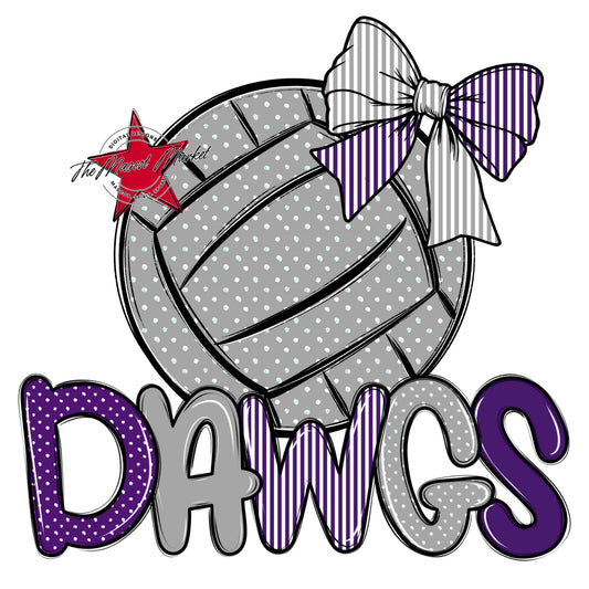 Dawgs Volleyball Spirit Design-Purple & Grey